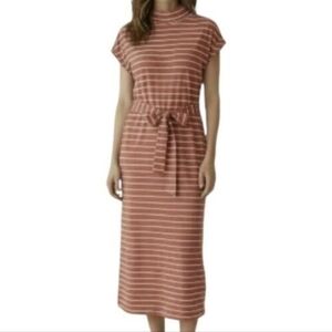 Loft Brown Striped Ribbed Sleeveless Belted Maxi Dress Size XLP